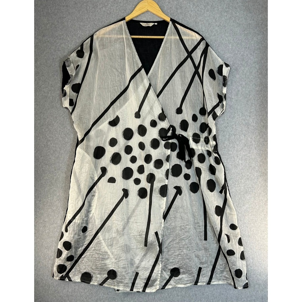 Cheyenne Size L / XL Duster Topper Linen Blend Sheer Polka Dot‎ Lagenlook Artsy